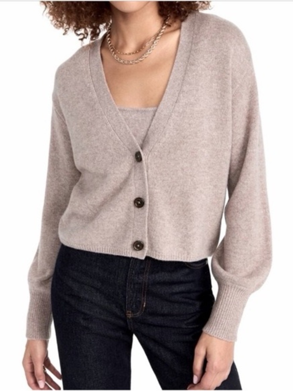 Reformation Beige Button-Front Cardigan